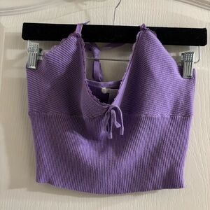 Full Tilt Purple Ribbed Crop Top